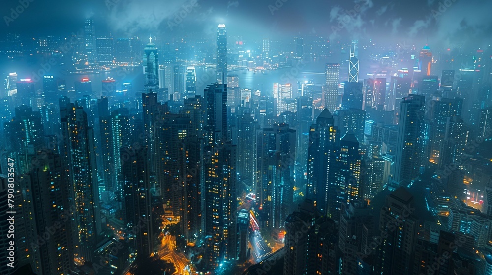 Vibrant Night Cityscape, generative ai