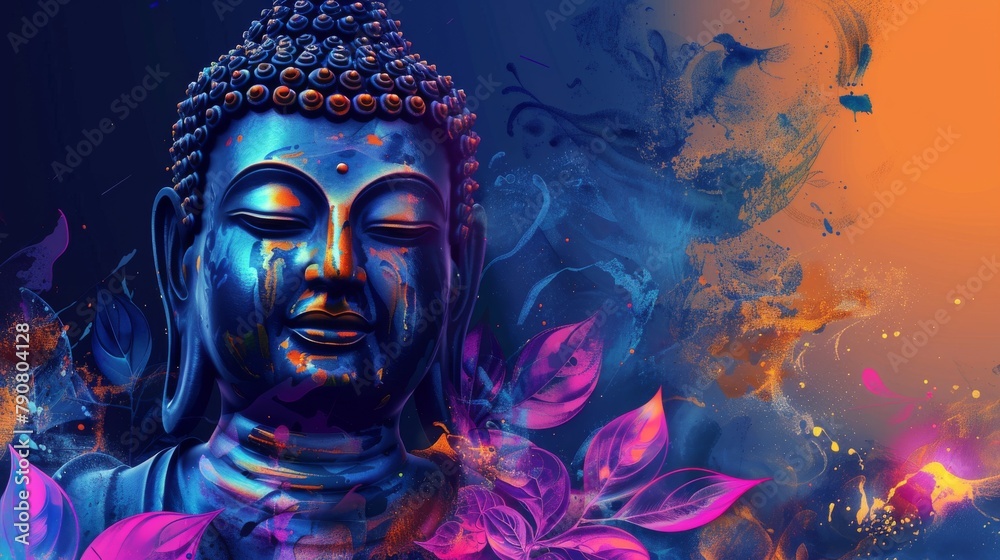 Buddha Statue Surrounded by Flowers Buddha Statue Surrounded by Flowers