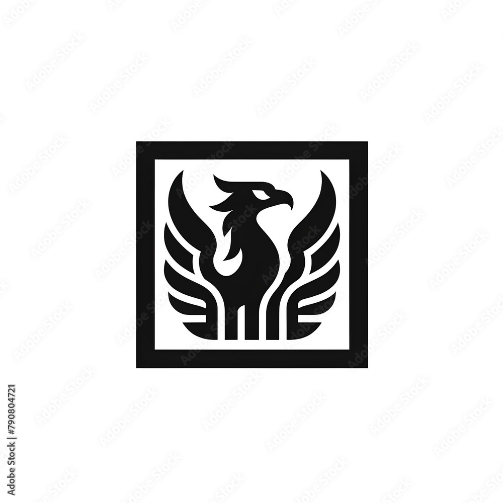 Minimalist monochrome griffin logo in a square Minimalist monochrome griffin logo in a square