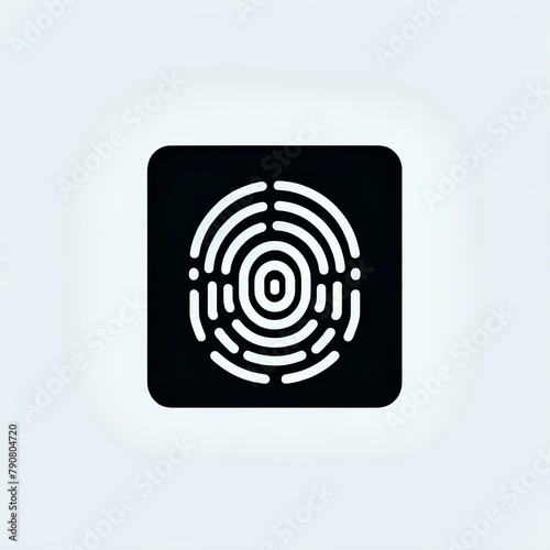 Minimalist monochrome fingerprint logo in a square