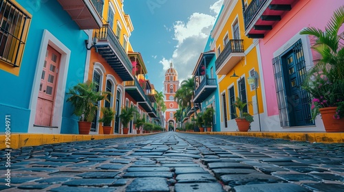 Colorful Colonial Charm in Old San Juan, generative ai photo
