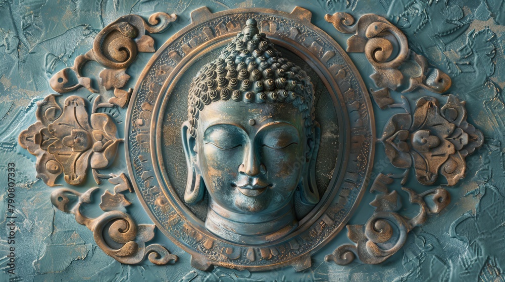 Obraz premium Buddha Statue in a Frame on Wall