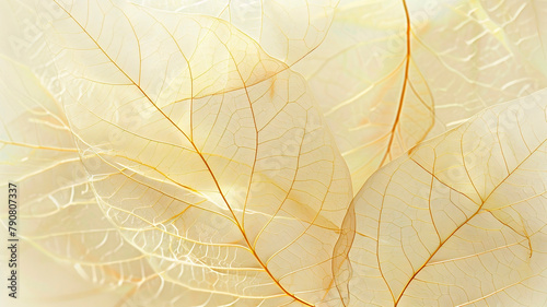 Luxurious elegant background abstraction. Stylized translucent yellow leaves with gold veins.