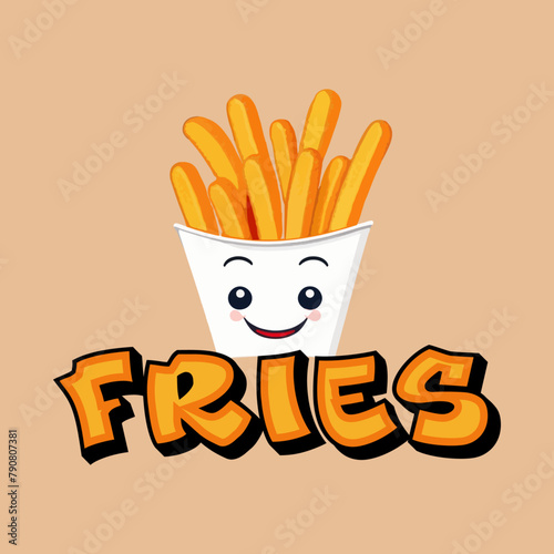French Fies illustration design - fries design with typography