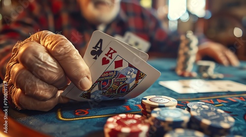Poker night for elderly people, clear background, photo