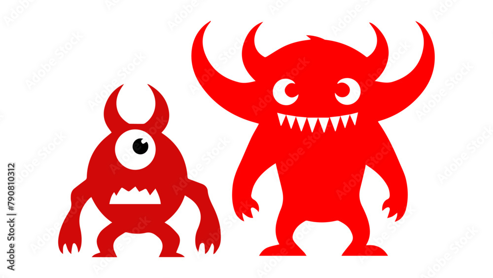 two monsters one confused one big vector illustration two monsters one confused one big vector illustration