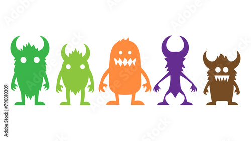 set of different shape monsters in vector