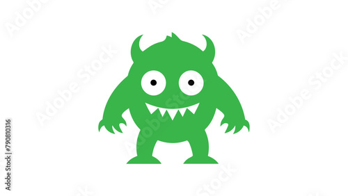cute green monster drawing in vector
