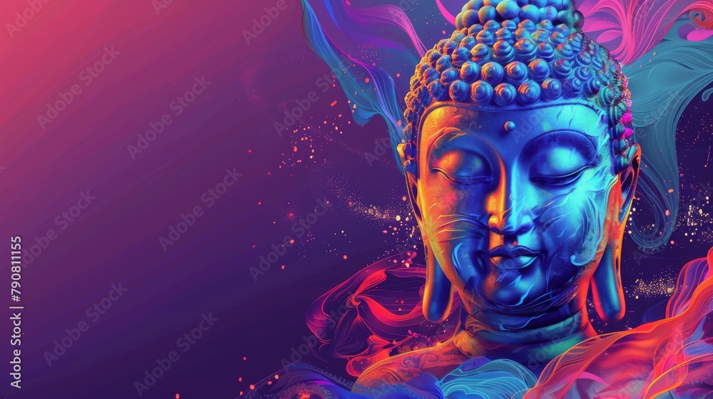 Buddha Statue Against Colorful Background