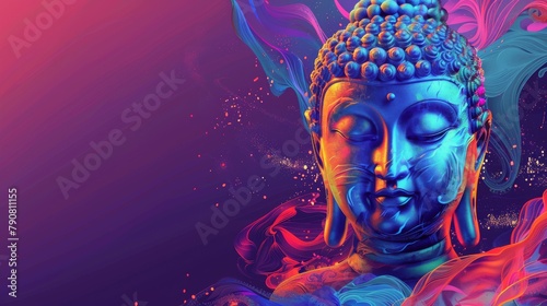 Buddha Statue Against Colorful Background