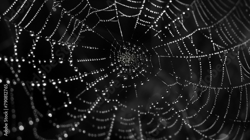Nature's Jewels: Raindrops on Spider Web, generative ai © Matus