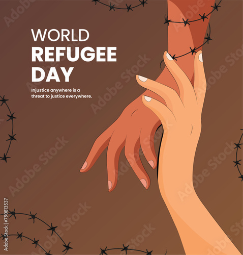 World Refugee Day, Social media post, illustrations, poster, banner, migrant, awareness, June 20, human rights, immigration, template, december 18, International migrants day, refugee camp, families