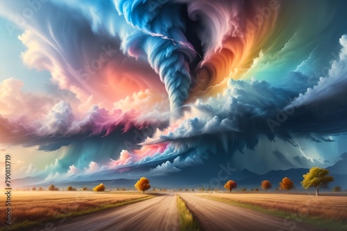 multi-colored tornado, background made of multi-colored tornado in pastel colors