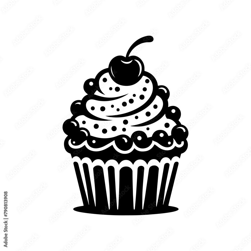 Bold Cupcake Silhouette Design, Cupcake Vector Illustration
Bold Cupcake Silhouette Design, Cupcake Vector Illustration