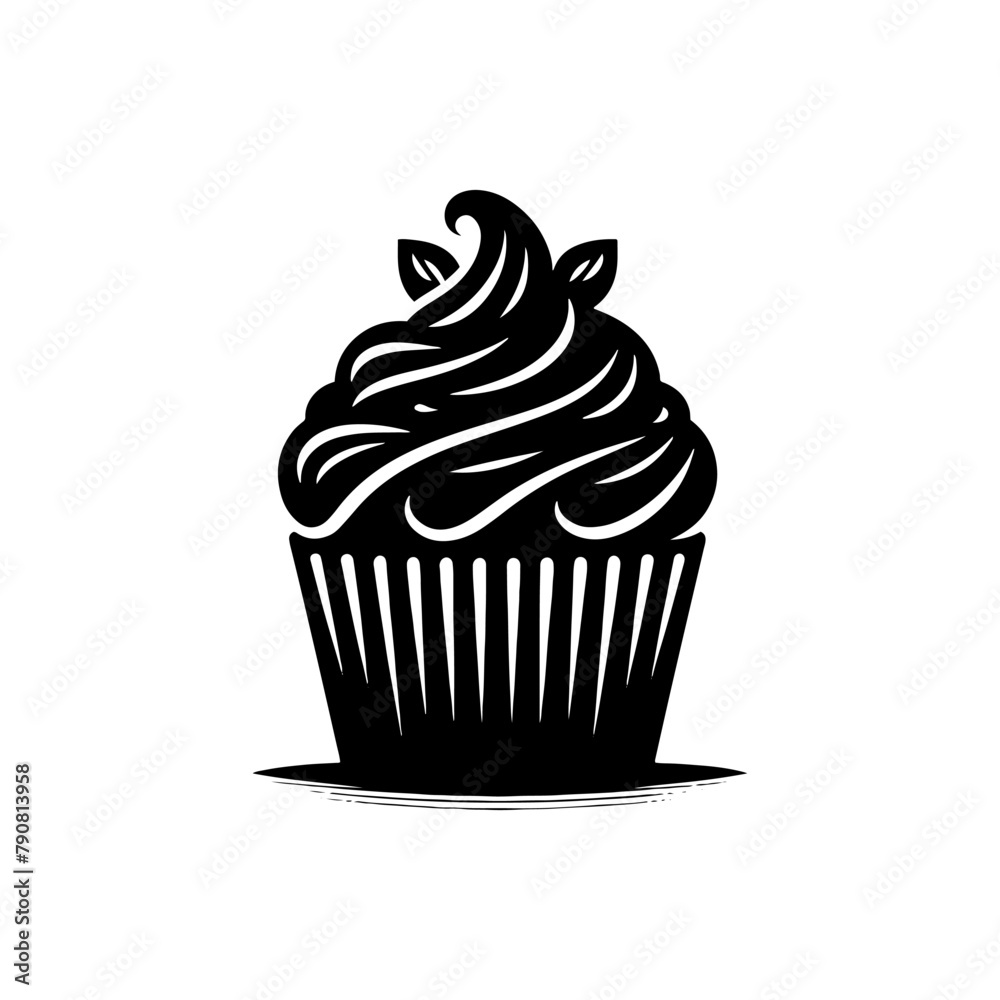 Silhouette of Decadent Cupcake, Cupcake Vector Graphic
Silhouette of Decadent Cupcake, Cupcake Vector Graphic