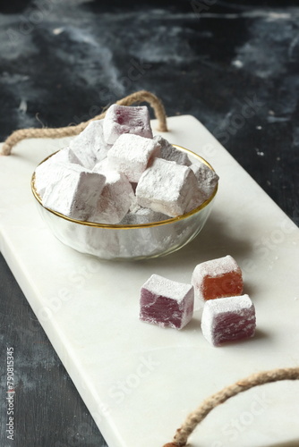 Turkish delight lokum with lavender and pomegranate
