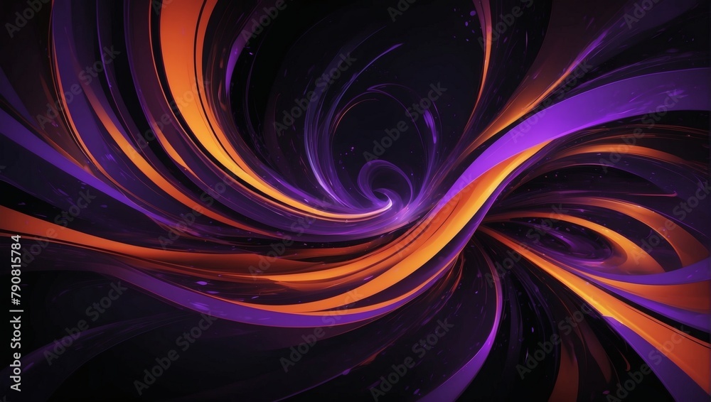 Colorful fusion, Neon purple and orange tones offer a lively contrast against black in this swirling abstract backdrop.
