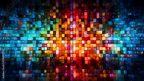 Digital technology colorful square glass mosaic poster web page PPT background