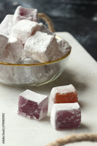 Turkish delight lokum with lavender and pomegranate