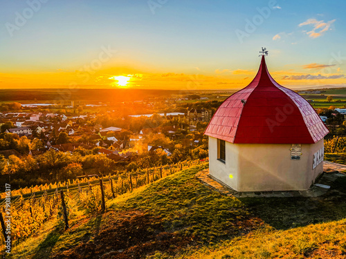 sunset over the town in Czech Republic,  Bzenec