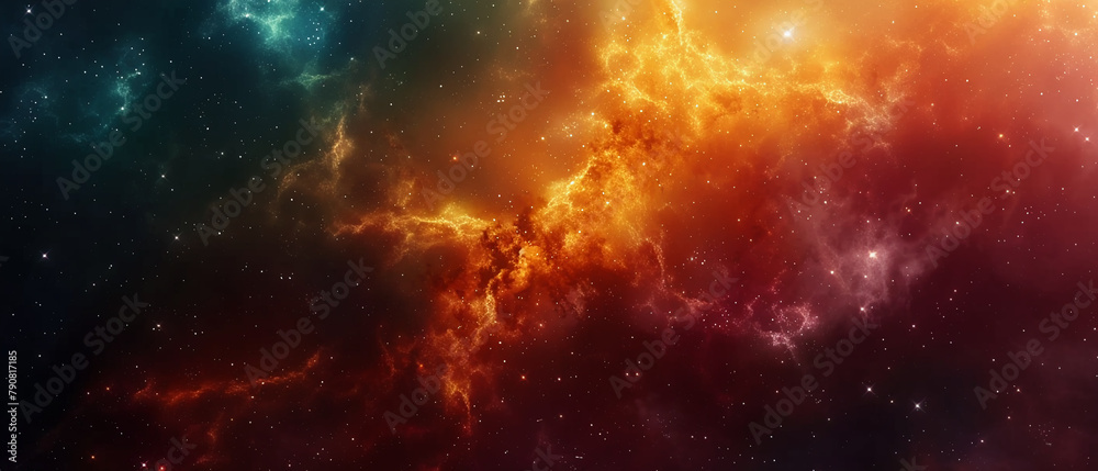 Colorful nebula in space, 3D vector illustration