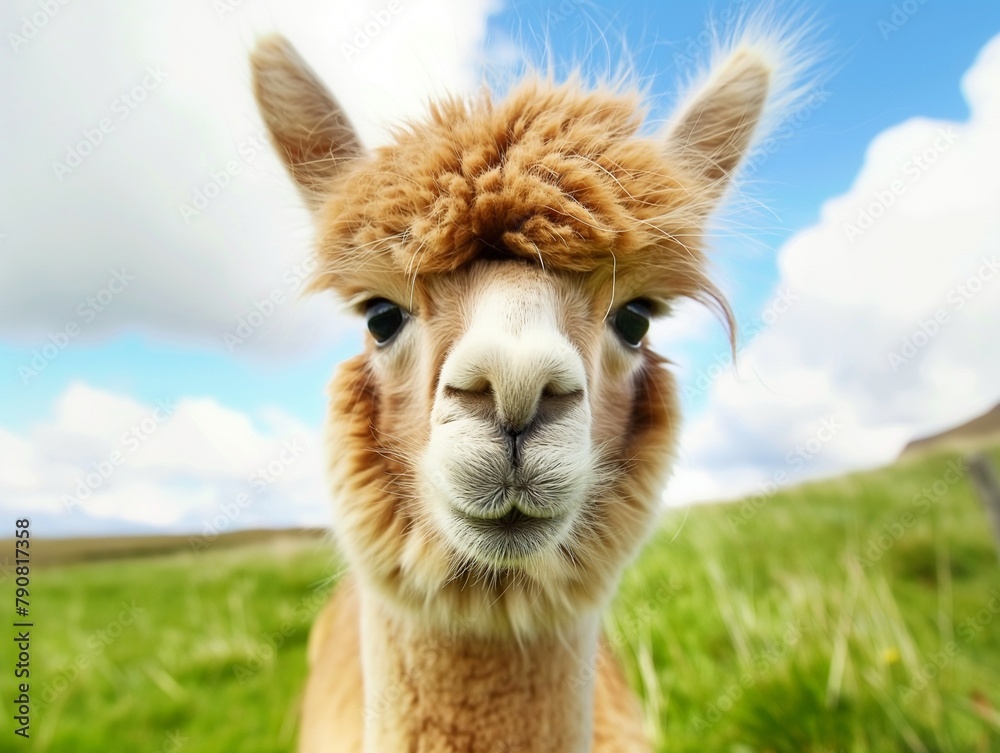 Obraz premium Portrait of cute alpaca lama