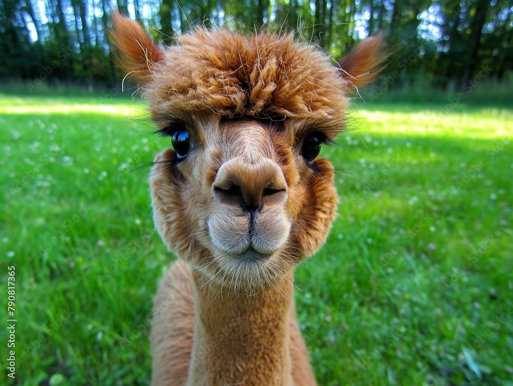 Fototapeta premium Portrait of cute alpaca lama