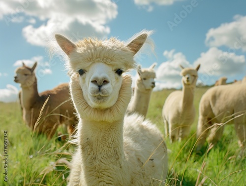 Portrait of cute alpaca lama