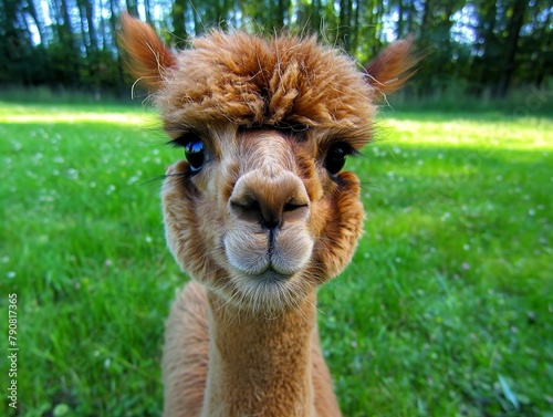 Portrait of cute alpaca lama