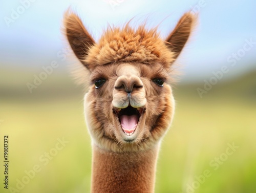 Portrait of cute alpaca lama