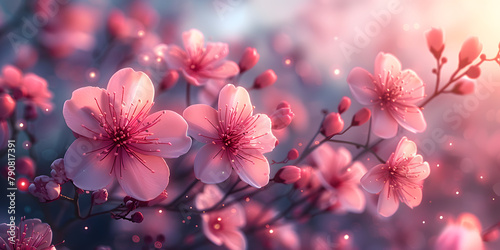 Serene Pink and Violet Flower Garden in the Sky