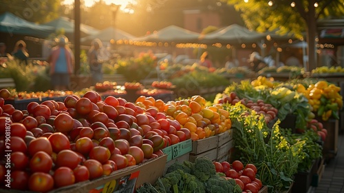 Morning Bounty: Fresh Produce and Friendly Faces at the Market, generative ai