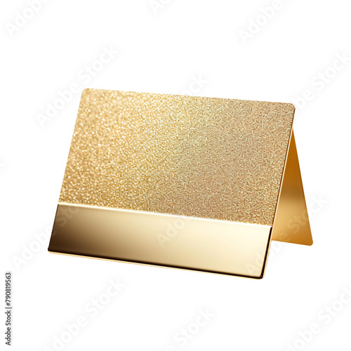 Beautiful Glittering Gold Place Card Holders Isolated OnWhite Background photo