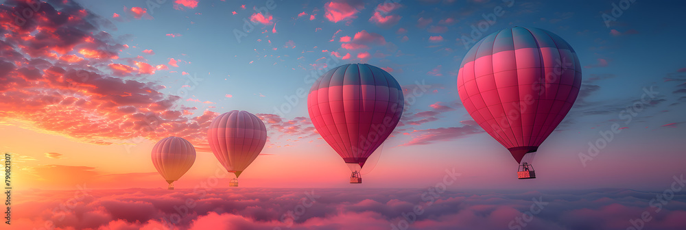 Obraz premium Serene Hot Air Balloon Ride at Sunset