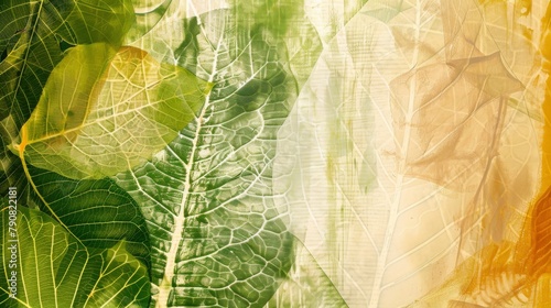 Verdant Foliage Overlay with Golden Hues - Nature Abstract Background