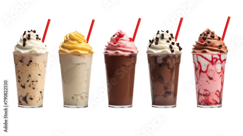 icecream milkshake on white isolated on clear png background and transparent background. food drink and dessert concept for cafe and restaurent, AI generative.	
