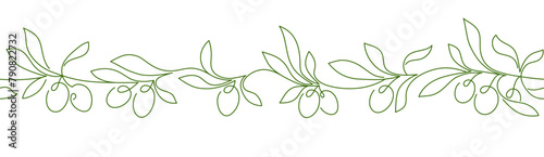 Olive line endless border. Pattern, farm harvest