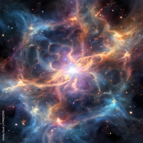 Celestial Symphony  A Mesmerizing Nebula of Swirling Colors and Sparkling Stars