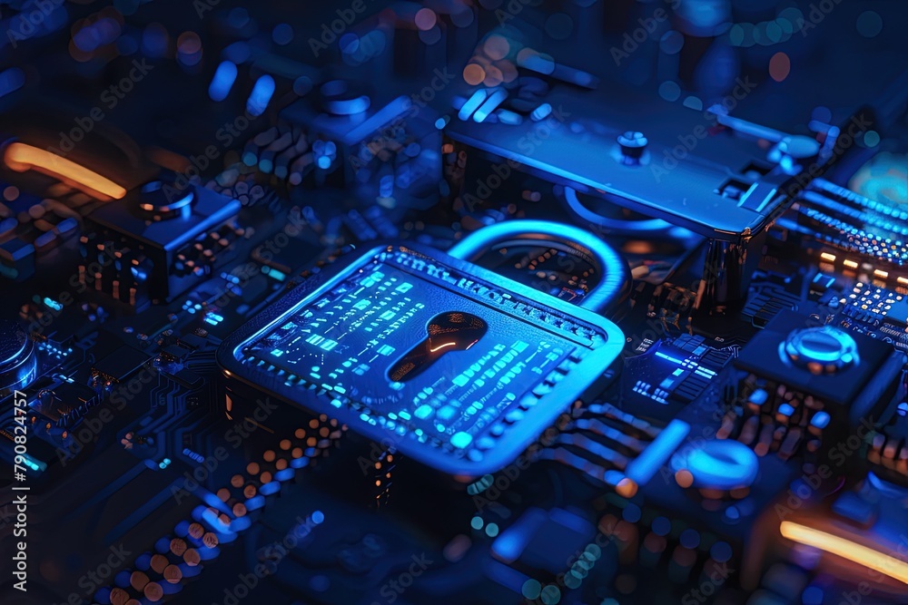 Cybersecurity Breach: Digital Lockpad Under Attack by Hackers - Data Protection Concept Cybersecurity Breach: Digital Lockpad Under Attack by Hackers - Data Protection Concept