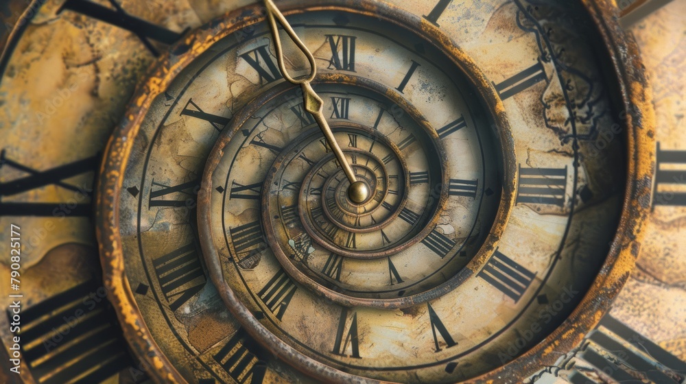 Obraz premium Old vintage clock face with spiral effect.