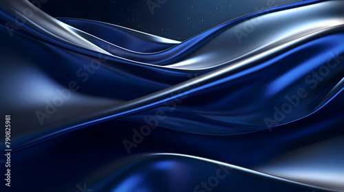 Digital technology blue silver wave curve abstract poster web page PPT background