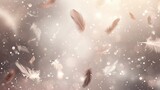 Ethereal Floating Feathers in a Dreamy Bokeh Lights Background
