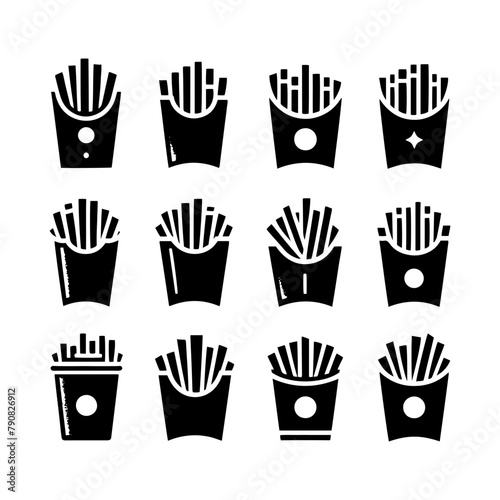Classic French Fries Silhouette for Your Creative Needs - Minimallest French Fries Vector © Vista