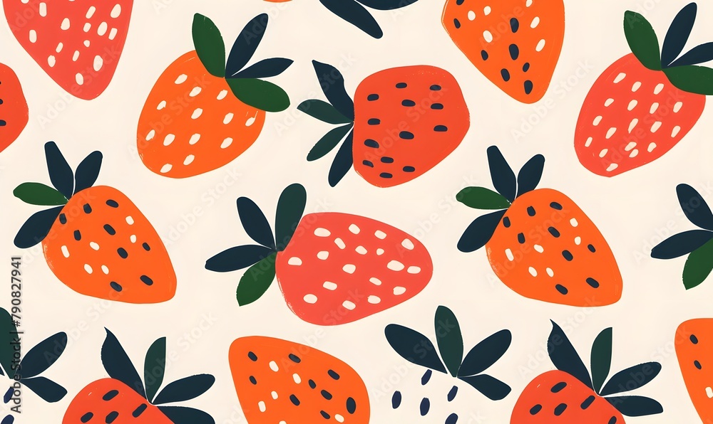 red strawberry pattern, Generative AI 
