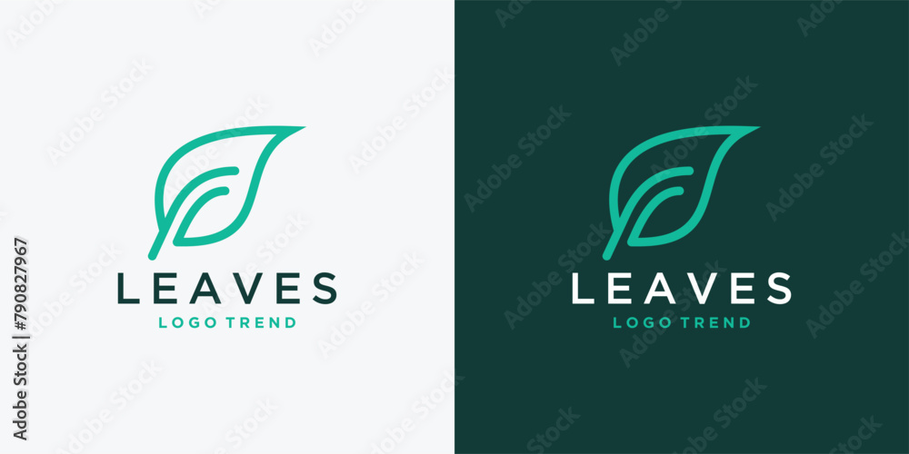 initial with leaf logo desing inspiration 