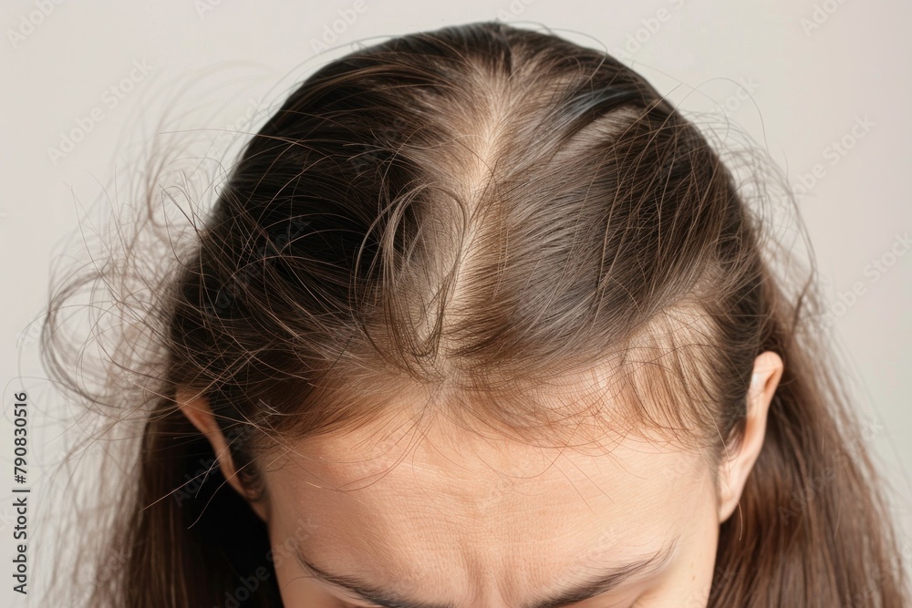 Woman getting hair combed out of her head in beauty salon for hair care treatment concept Woman getting hair combed out of her head in beauty salon for hair care treatment concept