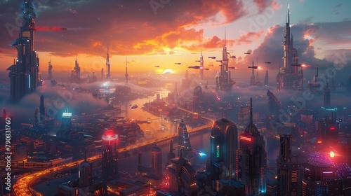 Metropolis of Tomorrow: Skyscrapers and Flying Cars, generative ai