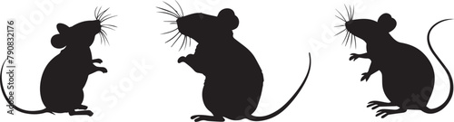 Mouse silhouette vector icon.  Set of mouse. Silhouette vector