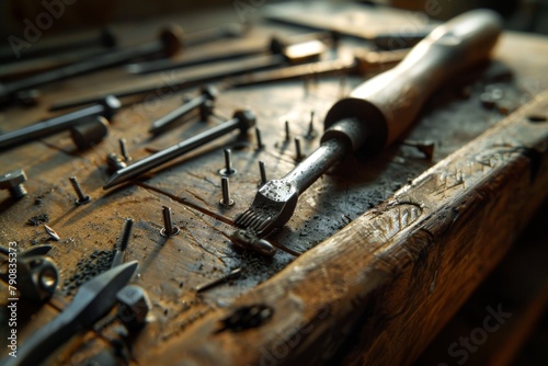Woodworking hand tools for repair	 photo