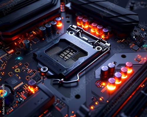 Color Coded Depict the motherboard with lights colorcoded to indicate different functions, making it easy for users to understand the status of their computer at a glance 8K , high-resolution, ultra H photo